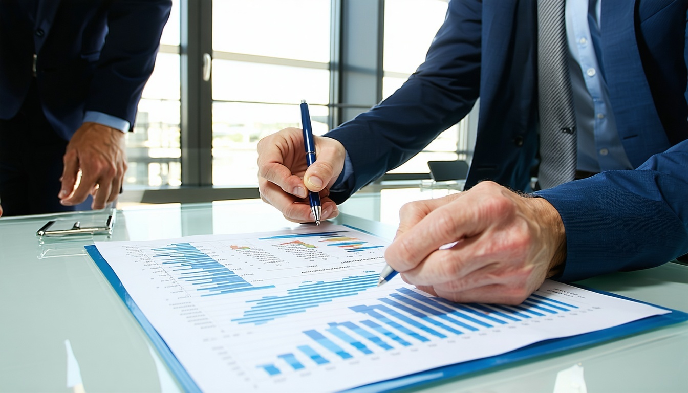 Executives reviewing audit summary document
